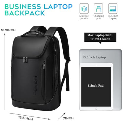 BANGE Business Smart Backpack Waterproof fit 15.6 Inch Laptop Backpack with USB Charging Port,Travel Durable Backpack - color: Leather