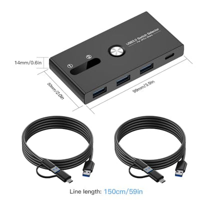 USB C Switch&USB A Switch 2 in 1,USB switcher 2 Computers Sharing USB C & A Devices, 4 Port USB Switcher Sharing Keyboard and Mouse/Printer/Scanner USB 3.0 KVM Switch(Not Support Charging/Monitor) - size: USB C+USB 3.0 A SWITCH