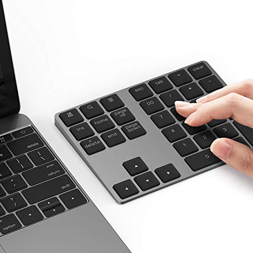 Lekvey Bluetooth Number Pad, Aluminum Rechargeable Wireless Numeric Keypad | Slim 34-Keys for Macbook, MacBook Air/Pro, iMac, Laptop, Windows, Surface Pro etc, External Numpad Keyboard Data Entry, Black - color: Bluetooth - Black