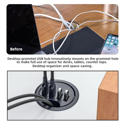 USB 3.0 Hub SD TF USB-C 2 Port USB 60mm Desk Grommet Splitter Dock Station Micro-SD Card Reader for Desktop PC - style: 2-USB+SDTF+USBC
