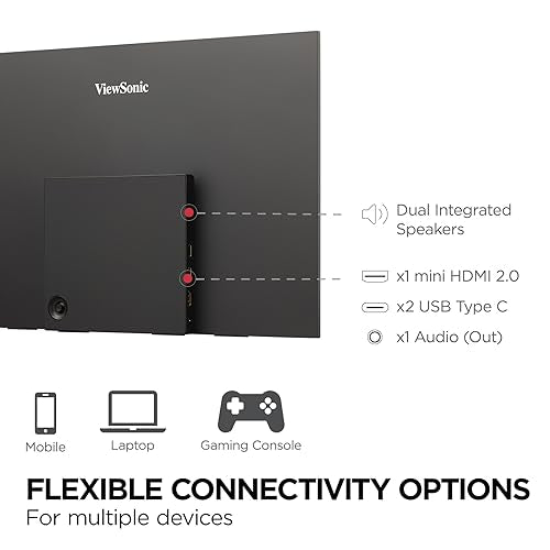 ViewSonic VX1655-4K-OLED 15.6 Inch 4K Portable Monitor, OLED Display for Immersive Mobile Workspaces and Second Screen Productivity, Built-in Stand, 60W USB-C, and Mini HDMI Inputs - style: 4K OLED