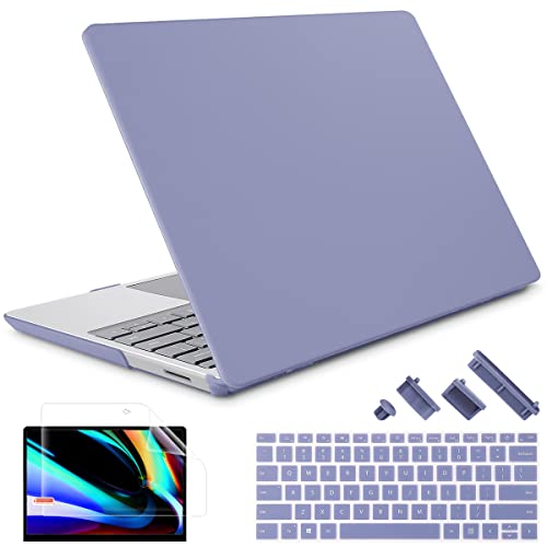 May Chen Compatible with Microsoft Surface Laptop Go 3 Go 2 Go 1 12.4 Inch Model 1943 2013 (2023 2022 2020 Release), Plastic Hard Shell Case with Screen Protector + Keyboard Cover, Lavender Gray - color: Lavender Gray