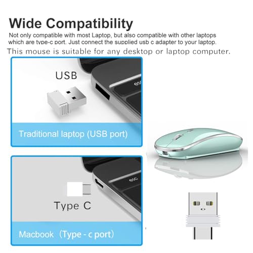 Wireless Mouse for MacBook Pro MacBook Air MacBook Laptop Mac iMac Desktop Computer Chromebook Win7/8/10/11 PC HP Dell Laptop (Blue) - color: BLue