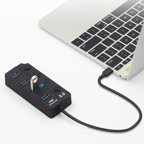4 Port USB3.0 Hubs with Individual Switches and LED Indicators for Laptop Computer Peripherals Expansion