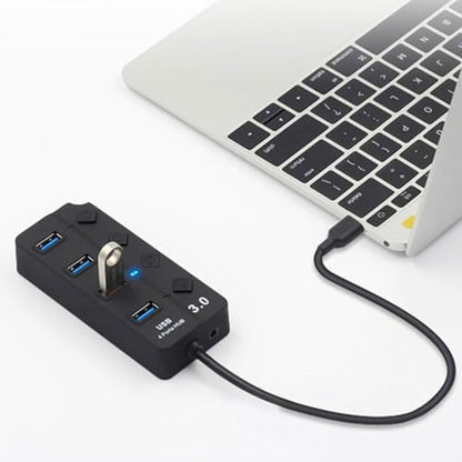 4 Port USB3.0 Hubs with Individual Switches and LED Indicators for Laptop Computer Peripherals Expansion