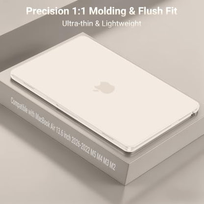 MOSISO Compatible with MacBook Air 13 inch Case M5 2026 M4 M3 M2 2025-2022 | A3449 A3240 A3113 A2681, Scratches-Resistant Protective Hard Shell for MacBook Air 13.6 inch Case, Beige - color: Beige
