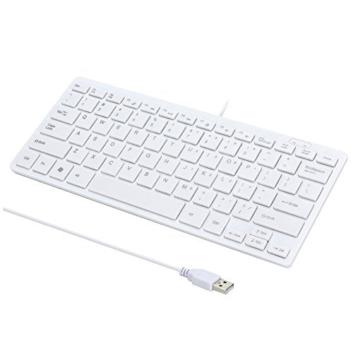 I Focus MCSaite Mini 78 Keys Wired Keyboard - with Keyboard Cover Computer keypad for Laptop MAC Windows 10/8 / 7 / Vista/XP(White+Keyboard Film) - color: White