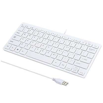 I Focus MCSaite Mini 78 Keys Wired Keyboard - with Keyboard Cover Computer keypad for Laptop MAC Windows 10/8 / 7 / Vista/XP(White+Keyboard Film) - color: White