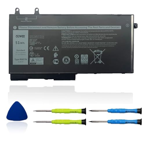 R8D7N Laptop Battery Compatible with Dell Latitude 5400 5410 5500 5510 Precision 3540 3550 Inspiron 7590 7591 7791 2-in-1 Series 0R8D7N 1V1XF 4GVMP W8GMW 11.4V 51Wh - size: 7.09*4.72*0.24 inch R8D7N