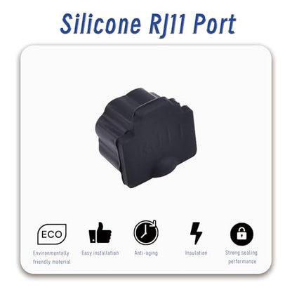 10 PCS RJ11 Port Anti-dust Plugs, Silicone Covers Caps Stoppers, Port Protector for End Computer Digital Socket Printer, 0.37 x 0.3 (LxW) - size: RJ11/Black/10 PCS