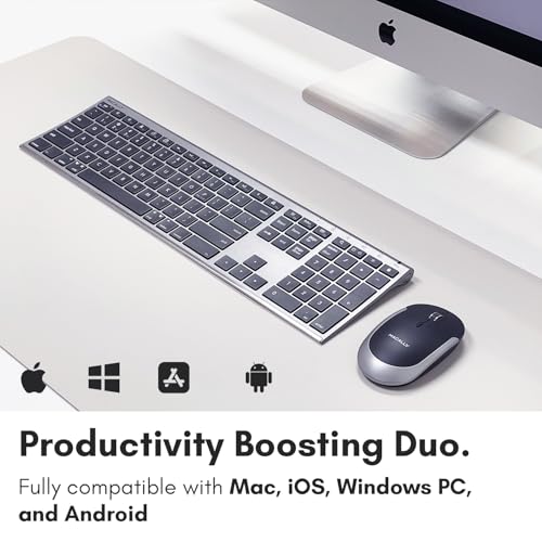 Macally Premium Bluetooth Keyboard and Mouse for Mac | Compatible Wireless Apple Keyboard and Mouse Combo (110 Keys Multi-Device Rechargeable) for MacBook Pro/Air and iMac - Space Gray - color: Space Gray