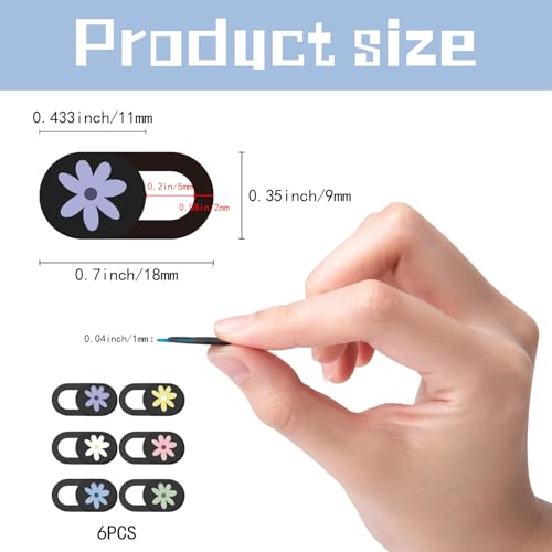 6Pcs Camera Cover Slide Flower Laptop Camera Cover Daisy Pattern Cute Ultra Thin Webcam Slide Phone Privacy Security Protector for Mini PC Smart Phone Computers Laptop Desktop Tablet Pad - color: Daisy