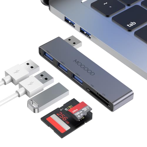 MOGOOD USB C Hub, MacBook Adapter, 5-in-1 Multiport USB C Dock with 1 USB 3.0 & 2 USB 2.0 Ports, SD/TF Card Reader, Aluminum Portable Laptop Adapter for MacBook Pro/Air, XPS, Chromebook