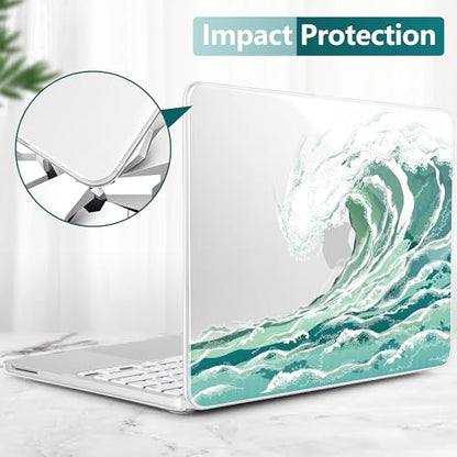 Batianda Case for MacBook Neo 13 Inch 2026 Model A3404, Aqua Wave | 4-in-1 Laptop Accessories Bundle with Aqua Ocean Wave Art, Ultra Slim Hard Shell for Beach Lovers and Students - color: Artistic Wave
