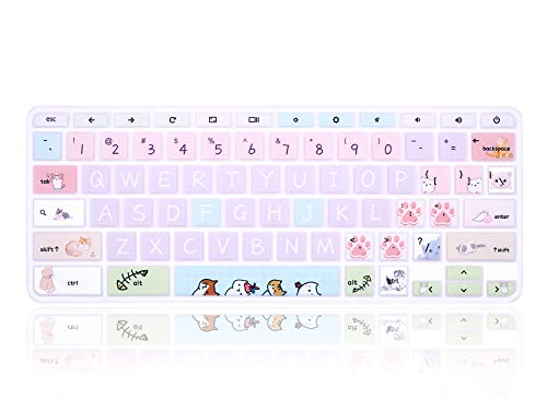 English Silicone Keyboard Cover for HP Chromebook 14-db 14-ca 14-ak Series/Chromebook 14 G2 G3 G4 G5 / Chromebook 11 x360 11.6/ Chromebook 11 G2 G3 G4 G5 G6 EE G7 EE 11.6,Little Cat - color: Little Cat