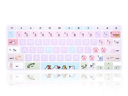 English Silicone Keyboard Cover for HP Chromebook 14-db 14-ca 14-ak Series/Chromebook 14 G2 G3 G4 G5 / Chromebook 11 x360 11.6/ Chromebook 11 G2 G3 G4 G5 G6 EE G7 EE 11.6,Little Cat - color: Little Cat