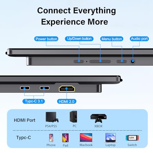 Innoview 23.8” 4K Large Portable Monitor, UHD (3840*2160) 100%sRGB IPS Speakers USB-C HDMI Work Home Second Monitor W/180°Adjustable Stand for Laptop, Desktop, Macbook, Phones, Tablet, PS5/4, Switch - size: 23.8 Inches