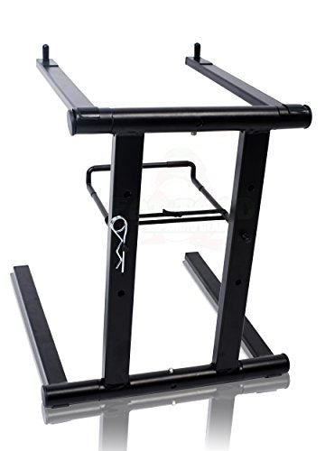 Fat Toad Folding DJ Laptop Stand (QuickNEST Series) with Sub-Tray Shelf – TableTop Rack For Mixer, iPad, Controller, Tablet, Stage Booth or Studio Use