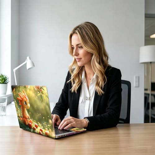 Baby Dragon Autumn Leaves Universal Laptop Skin Sticker 3PCS, Protective Decal Trim-to-Fit 11.6" 13.3" 14" 15.6" Laptop Vinyl Cover, Removable Anti-Scratch Computer Decal Protector - color: Baby Dragon Autumn Leaves
