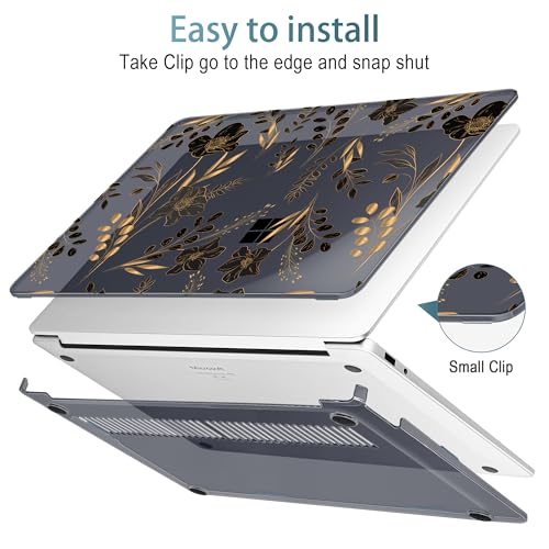 Mektron Printed Case for 2025 Microsoft Surface Laptop Windows 11 Copilot+ PC Surface Laptop 13 inch Touchscreen Display Cover Fits Model 2095, Gold Floral - color: Gold Floral