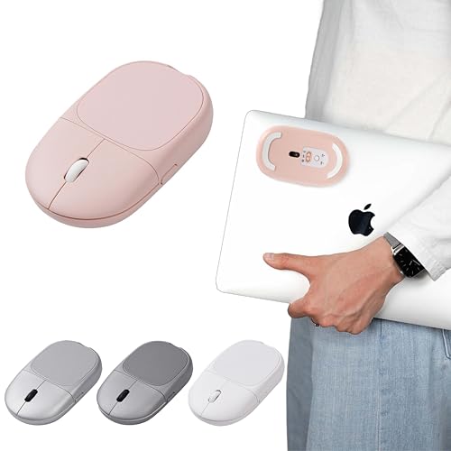 Magnito – Magnetic Wireless Bluetooth Mouse for MacBook, iPad, Laptop, Windows, Chrome OS, Linux – Compact & Portable, Attachable, Silent Clicks – The Best Travel Mouse (Pink) - color: Pink