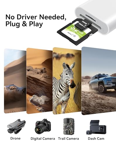 SD Card Reader for iPhone iPad, Dual Connector (Lightening&USB-C) Micro SD Memory Card Reader, 2 in 1 SD and TF Card Adapter Portable Trail Camera Viewer, No Driver Needed, Plug and Play - size: 2 Slots for (Lightning+USBC)