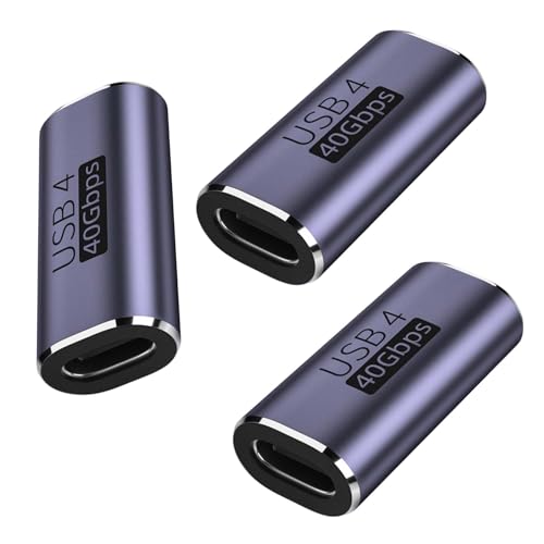 3Pack Usbc Female to Female Adapter-40Gbps Data Transfer USB C Coupler | 240W Fast Charging,8k@60hz Video Type c Extender,for MacBook, ipad, Thunderbolt 4/3 - color: Blue-grey