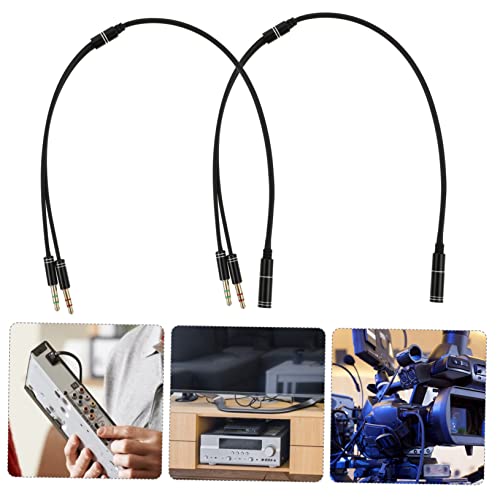 2pcs Audio Splitter y Adapter Cable Dual Male to Female Headphone Jack Extension for Microphone and Headset Compatible with Laptops Phones and Tablets