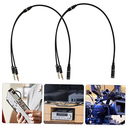2pcs Audio Splitter y Adapter Cable Dual Male to Female Headphone Jack Extension for Microphone and Headset Compatible with Laptops Phones and Tablets