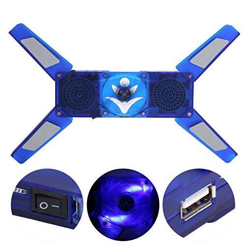Foldable Laptop Cooling Pad with USB Hub and LED Lights, Low Noise Computer Cooler with Dual Speakers, High - Speed 500-2500rpm Fan for 15.6 - Inch Laptops