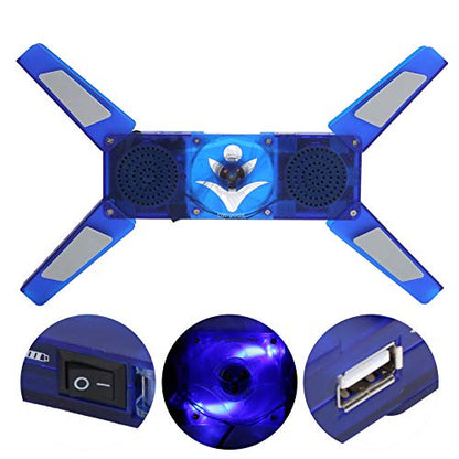 Foldable Laptop Cooling Pad with USB Hub and LED Lights, Low Noise Computer Cooler with Dual Speakers, High - Speed 500-2500rpm Fan for 15.6 - Inch Laptops