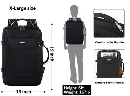 VECKUSON 40L Carry-On Backpack - TSA Approved for Flights, RFID Anti-Theft, Fits 17.3" Laptop, 19.7x13x6in, Heavy-Duty Weekender for Men/Women (Black) - color: Black