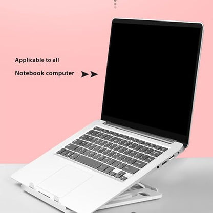 Laptop Stand for Desk Portable and Adjustable Rack with 360 Degree Rotating Base Holds Notebook Home Portable Foldable Stand - color: White