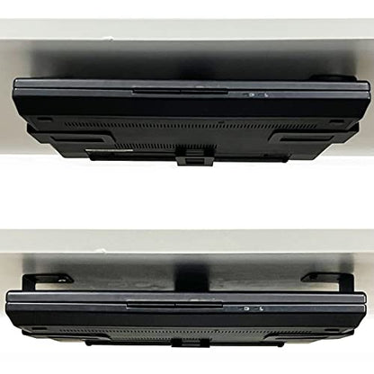 Pmsanzay Laptop Holder Under Desk Laptop Organizer Rack W/Screws, for Laptops, Keyboard, Routers, Modems, Cable Box, Network Switch & More, Devices up to 1.8 inches Thick, Black, Stainless Steel