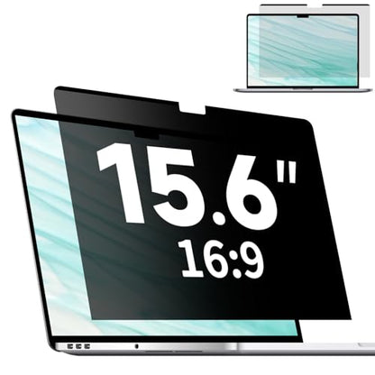 Magnetic Laptop Privacy Screen 15.6" 16:9, Anti-Glare & Blue Light Filter | Removable, Matte finish, Anti-glare, Anti-bubble, Anti-spy, Blocks blue light, High definition clarity, Scratch resistant - size: 15.6 Inch 16:9 Laptops