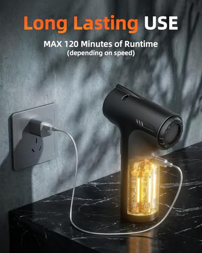 CLEANGOR 130000RPM Compressed Air Duster, 7500mAh Super Power Air Duster | 3-Gear Adjustable Rechargeable Mini Electric Blower with LED Light for Computer, Keyboard, Car, Outdoor, Crevice Cleaning