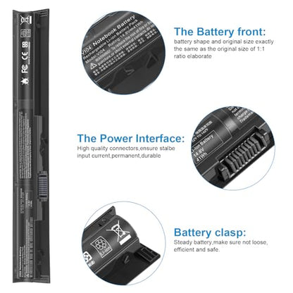 756743-001 VI04 V104 Battery for HP Pavilion 15-P 17-F Series 15-p011na 15-p165sa 15-p214dx 15-p003ax 17-f115dx 17-f215dx Envy 14 15 17 Probook 450 g2 g3 756745-001 756744-001 HSTNN-DB6K TPN-Q140 - size: 10.76*1.26*0.81inch VI04