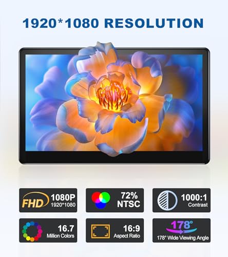Industrial Touchscreen Monitor 13.3 inch, FHD 1920×1080 IPS Laptop Touch Monitor HDMI VGA Display Support VESA Mount Compatible with Laptops PC Mac (13.3 Inch) - size: 13.3 Inch