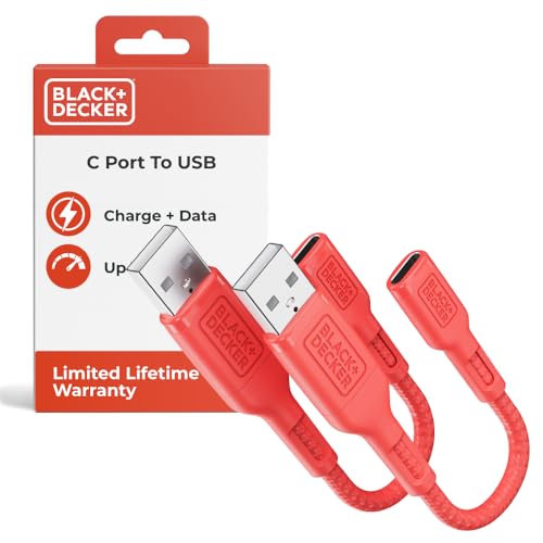 BLACK+DECKER USB C to USB Adapter [2 Pack] Type C Female to USBA, Coral | OTG Cable USBA to USBC Adapter Apple Compatible with MacBook Pro/Air iPhone 17/16/15 Series Samsung Galaxy S24/S23/S22
