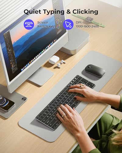 seenda Bluetooth Keyboard and Mouse Combo for Mac, SKM64-2 Rechargeable Silent Wireless Keyboard Mouse Compact Slim, 3 Multi-Device Connection, Compatible for Mac MacBook Pro/Air iPad, Black Gray - color: Black Gray
