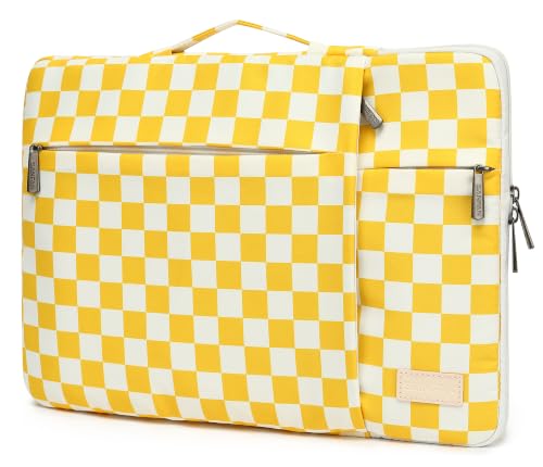360 Degree Protective Laptop Sleeve with Multi-Pockets (Yellow Checkered, 12.5 inch-13.5 inch) - color: Yellow Checkered, size: 12.5 inch-13.5 inch