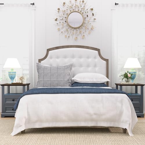 18" Wide End Table with Fast Charging Station Set of 2, 18” Wide Sofa Side Table with Drawers,End Table with Drawers for Living Room,Blue - color: Dark Blue, size: 1 Set