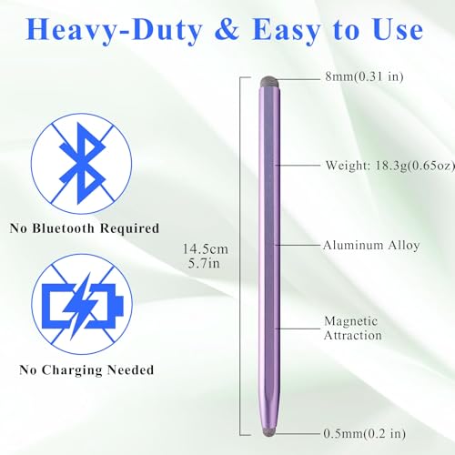 2-in-1 Stylus Pen for Touchscreen with Magnetic, Kenkor 2PCS Tablet Pencil for Nintendo Switch 2/Apple iPad/Air/Mini/Pro/iPhone/Android/Huawei/Samsung/Galaxy All Touch Screen Devices (Purple/Pink) - color: Purple+Pink