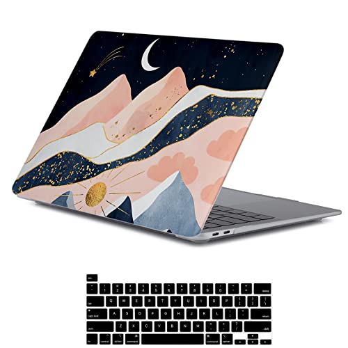 LanBaiLan Compatible for MacBook Pro 13 inch with Touch Bar 2022 2020 2019 2018 2017 2016 Release M1 M2 A2338 A2289 A2251 A2159 A1989 A1706 A1708, Laptop Hardshell Case & Keyboard Cover, Sun Mountain - color: Sun Mountains