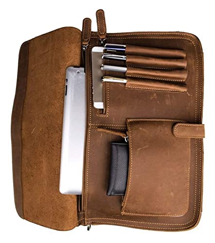Laptop Briefcase Large Capacity, Dual Compartment Expandable 15.6" Portfolio for Business - color: Brown