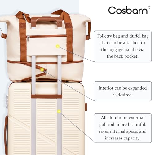 Cosbarn Carry On Luggage,3 Piece Carry On Suitcase,22x14x9 Airline Approved | Lightweight ABS Hardside Luggage, TSA-Approved Lock,Suitcases with Wheels,20Inch,Matching Duffle Bag,For Men&Women - color: Orange, style: Carry on Luggage With Duffel Bag