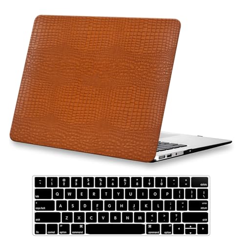DTangLsm for Crocodile MacBook Air 15 inch Case 2026 2025-2023 M5 M4 M3 M2 | Model A3448 A3241 A3114 A2941, Crocodile Skin Alligator Textured Leather Hard Shell Mac Air 15 Case & Keyboard Cover, Brown - color: Crocodile Brown