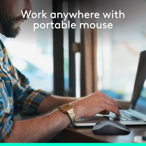 Logitech M185 Compact Ambidextrous 2.4 GHz Wireless Mouse - Swift Grey | Ambidextrous mouse with 2.4 GHz USB-A Nano Receiver, Optical Tracking, 12-Months Battery Life, PC, Mac, Laptop compatible - color: Swift Grey, size: 1 Pack, style: USB Receiver