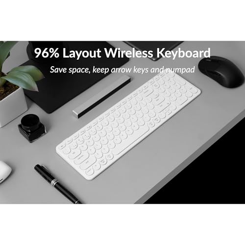 Keychron B4 Pro Ultra-Slim 96% Wireless Keyboard, Bluetooth/2.4 GHz/Wired Connection Keyboard with Numpad, Launcher, Up to 300 Hours Battery Compatible with Mac Windows Linux - Ivory White - color: Ivory White