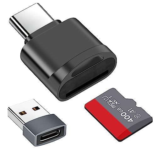 TF Card Reader, Micro SD Card Reader, Type C TF Memory Card Reader Adapter with USB C to USB Adapter Compatible with Laptops, MacBook, Samsung Galaxy (Gray) - color: Grey